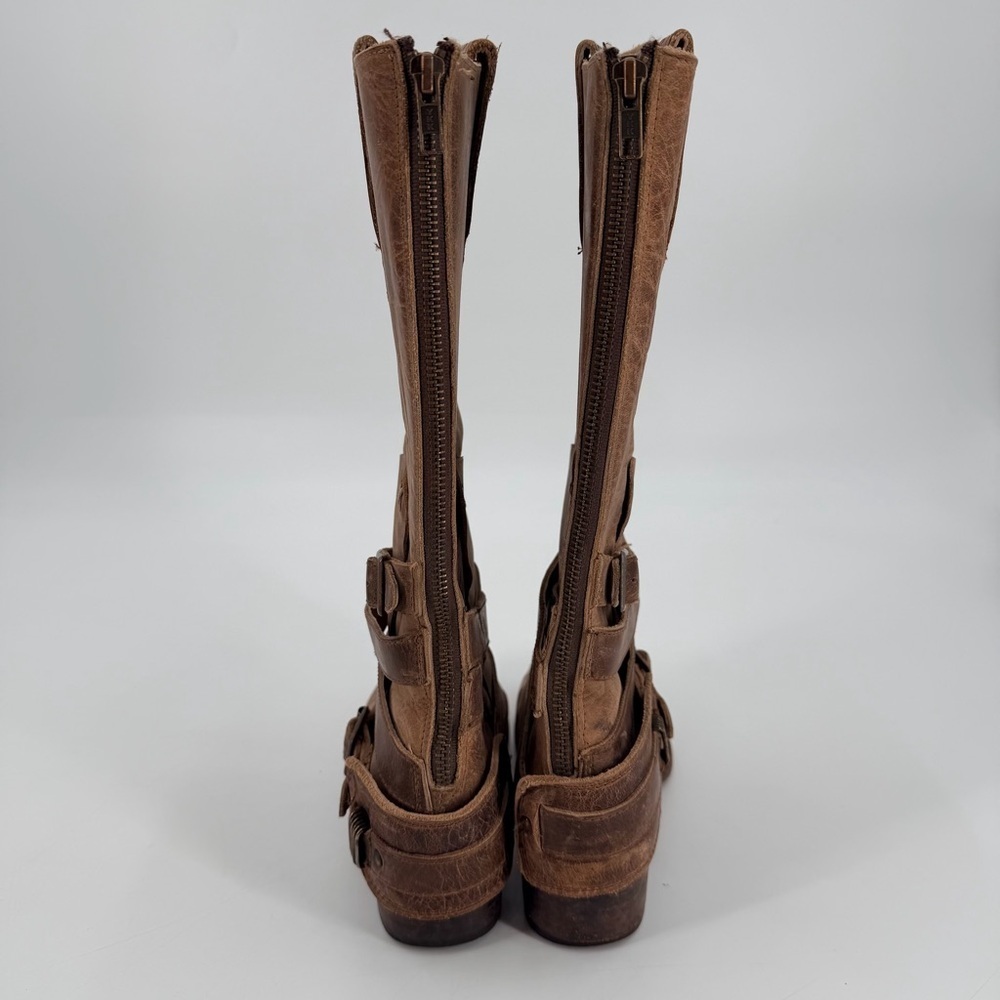 Freebird by Steven Dkota Brown Distressed Tall Western Boho Leather Boots 6 FLAW - Picture 8 of 9